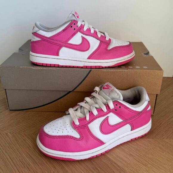 Nike Dunk Pink Fuchsia/White Kids Sneakers- SZ 2 Y - Picture 3 of 13
